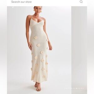 Meshki Suki Knit Maxi Dress with Flowers in Nude. New with tags